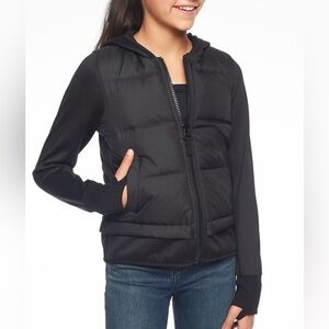 Athleta Girl 8-10 Black Goose Down Filled Jacket Hood Hooded Coat Pockets School